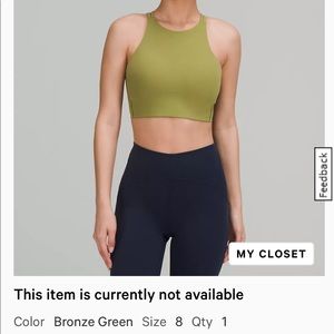 Lululemon green high neck Like a cloud bra size 8